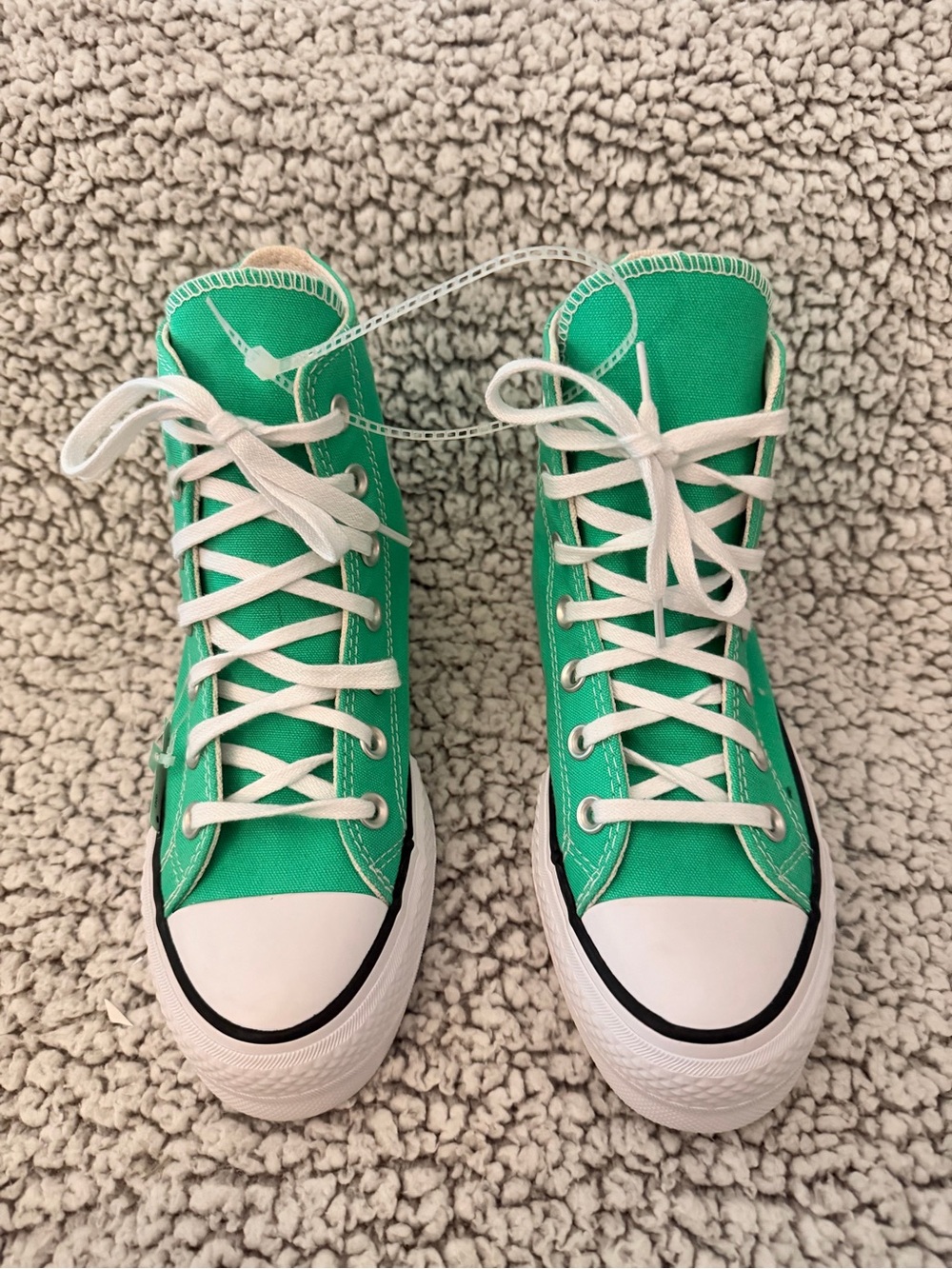 Converse High Top Platform Sneakers in Bright Green and White